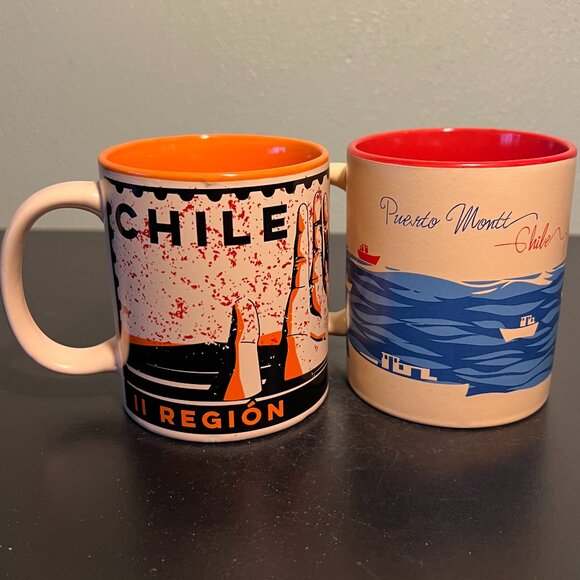Set of 2 CHILE Souvenir Mugs ~ Puerto Montt & Los Lagos Region ~ South America - Picture 1 of 15